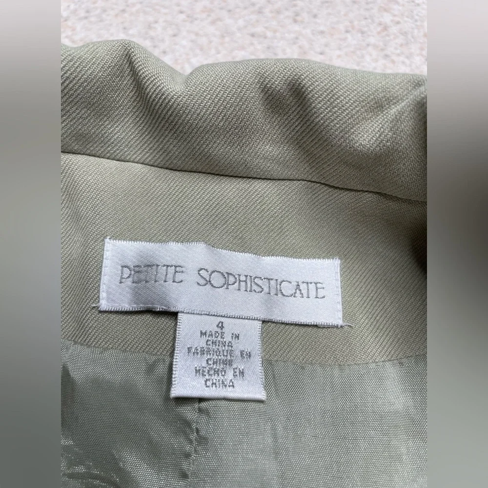 4 Piece Silk Suits Jacket, Dress, Beaded Shell, Pants Sage Green Sz 4,8,6,and 10 - Picture 13 of 14